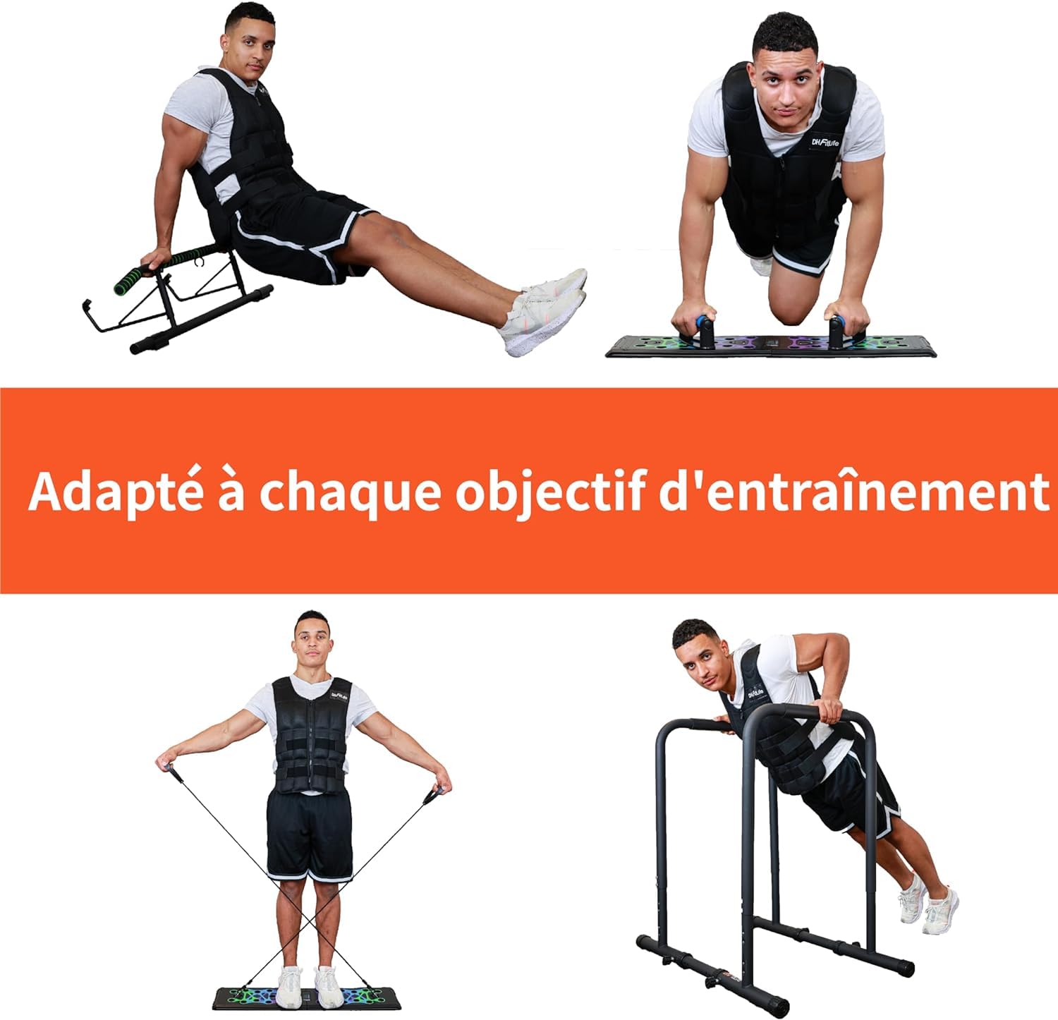 DH FitLife Gilet lesté 10KG/20KG/30KG pour la musculation, Weighted Vest, Veste lestée Ajustable, Entraînement à la force et l'endurance, pour course à pied, pompes,tractions