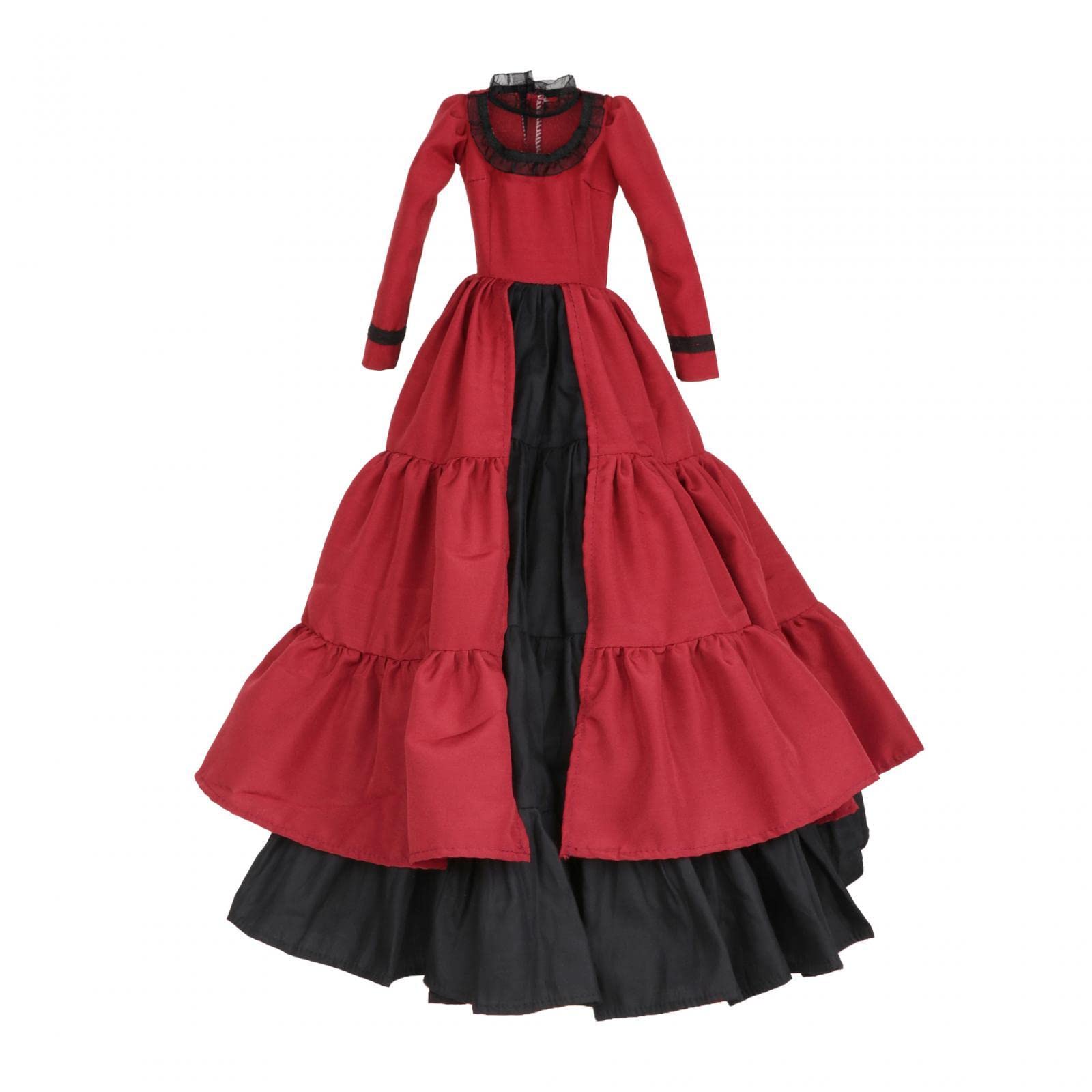 Puppenkleid Ball Jointed Doll Kleidung Retro Kleid Handgefertigt Weiches Material Passend für Kinder Mädchen Spielzeug Geburtstagsgeschenk, Dunkelrot