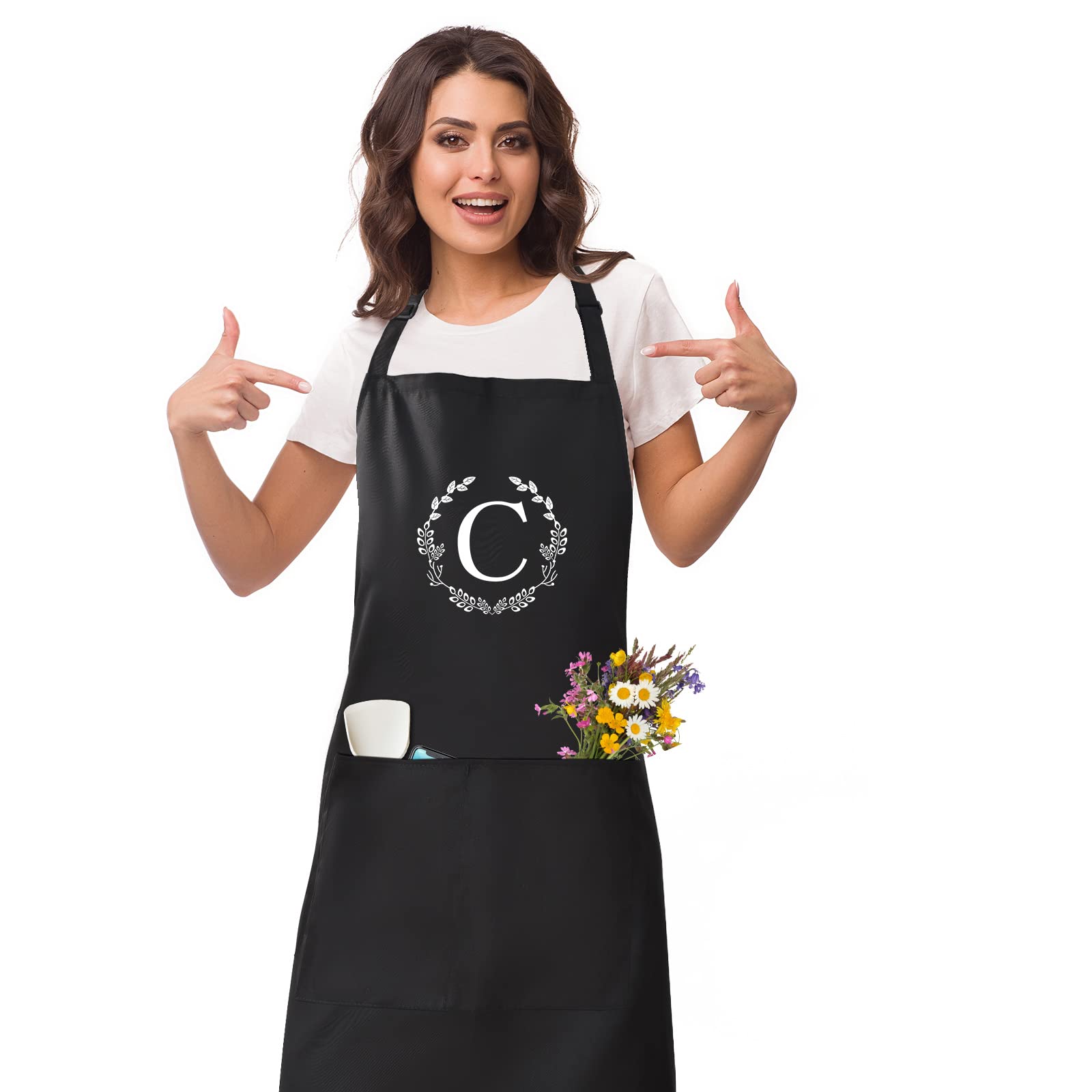 Artist Unknown Cute Apron for Women with Pockets, Comfortable Kitchen Apron, Perfect for Cafe Shop, Baking, Gardening, Cooking, Red, Red, Medium