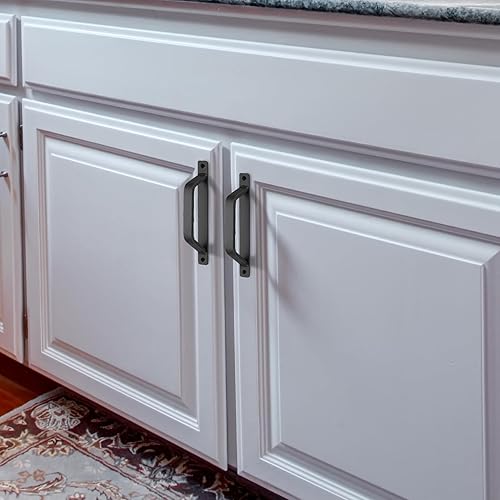 Miniatura 6 de Xingwenhao 2 manijas de puerta en forma de D, manijas de puerta de granero negras, manijas de puerta corrediza de 7.874 in para garaje, cobertizo,