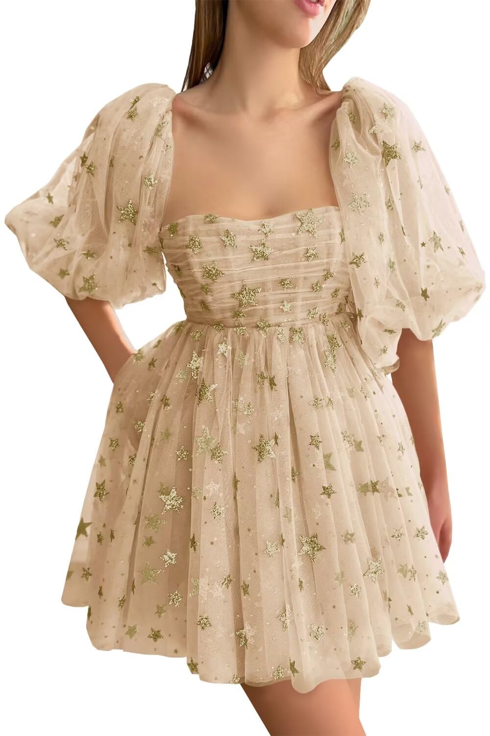 Eightale Tulle Homecoming Dresses Short A-Line Sparkle Starry Prom Party Gowns