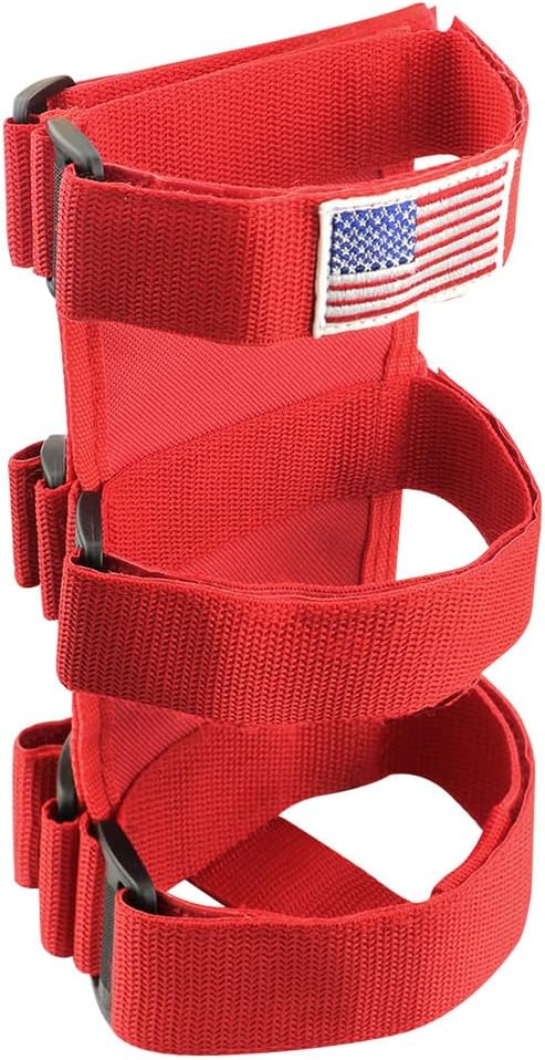 Ohleats Roll Bar Fire Extinguisher Holder, Adjustable Fire Extinguisher Mount Strap with American Flag Pattern, Car Accessories Fixed Belt for Wrangler JK JKU TJ CJ Gladiator (Black)