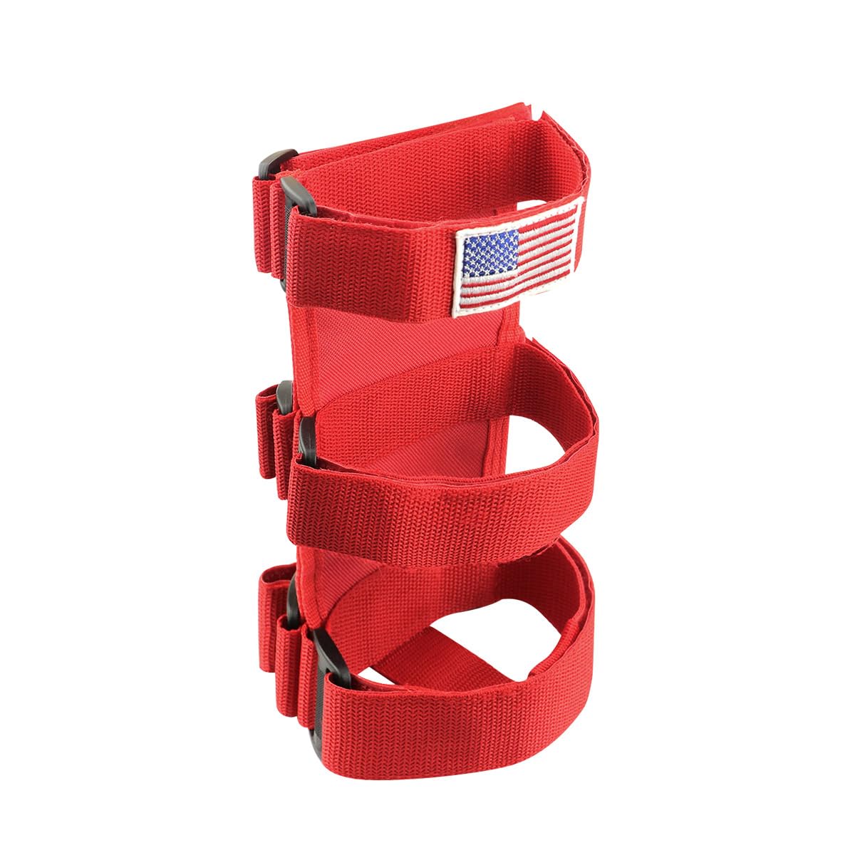 Ohleats Roll Bar Fire Extinguisher Holder, Adjustable Fire Extinguisher Mount Strap with American Flag Pattern, Car Accessories Fixed Belt for Wrangler JK JKU TJ CJ Gladiator (Red)
