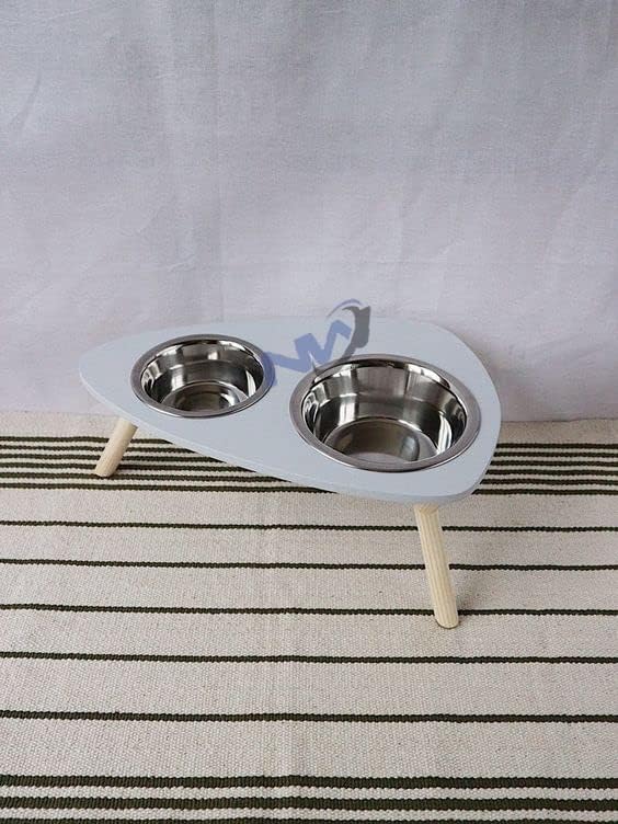 NW CRAFTS Royal Design Wooden Dog & Cat Feeding Stand With 2 Stainless Steel Bowl For Water & Food Best Gift (Grey), 40L x 20W x 12H Cm (B0D8JF2H3W) Amazon Price History, Amazon Price Tracker