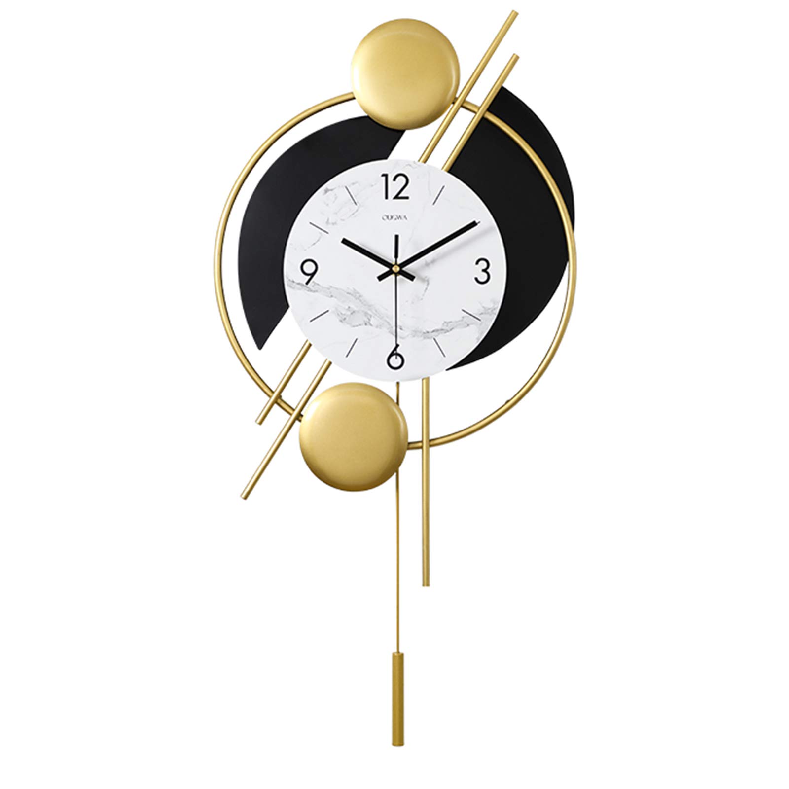 TYUHDUYUR Swing Wall Clock, Creative Metal Wall Clock, Punch-Free Quartz Mute Decorative Clock Arabic Numerals Dial, Suitable for Living Room, Bedroom, Office Space,A (B)