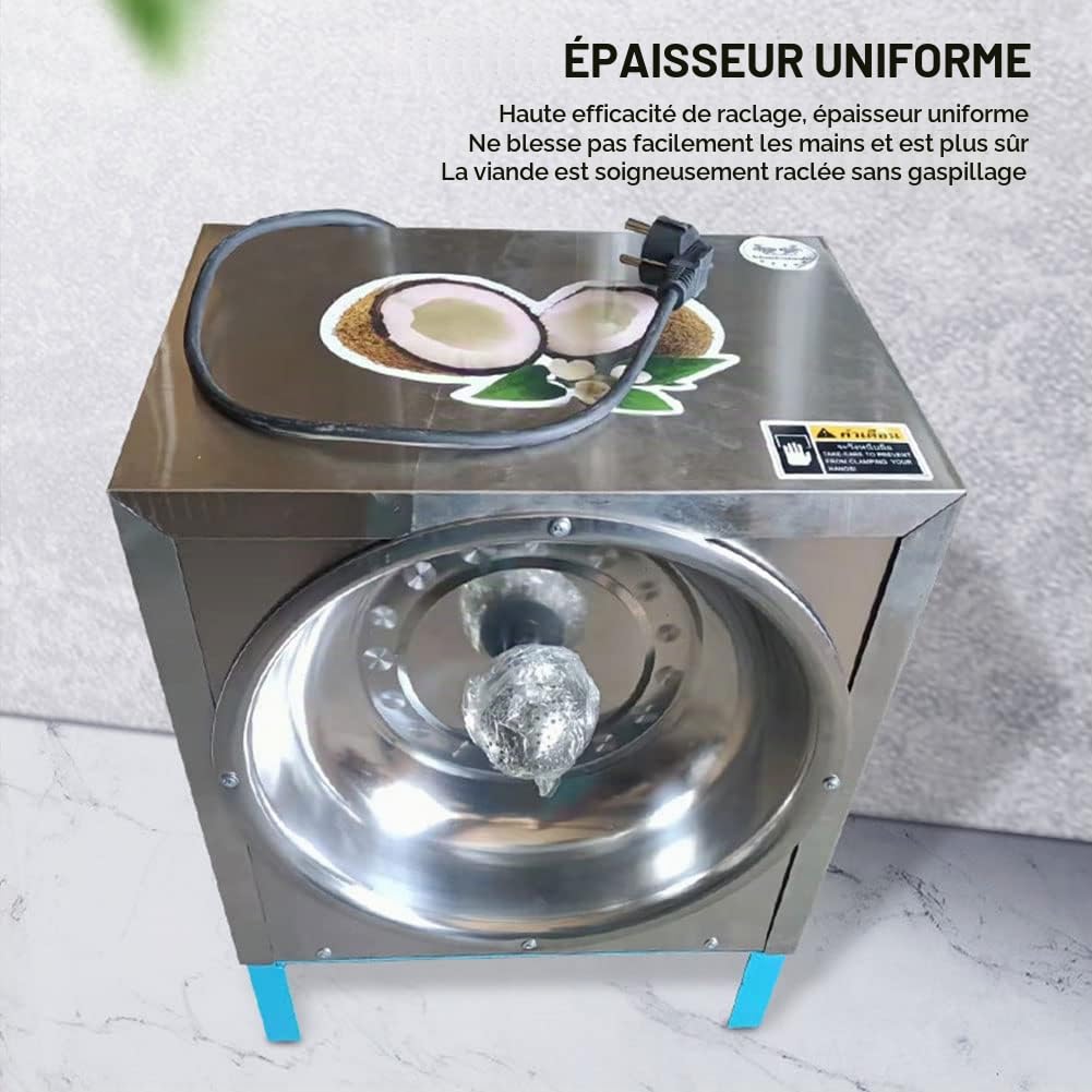 Déchiqueteur de grattoir à noix de coco, râpe à noix de coco commerciale électrique 300W 50-60pcs / heure, rabot à noix de coco pour magasin de transformation de noix de coco, restaurant, boulangerie