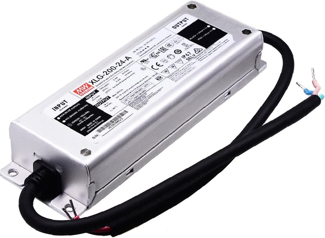 Mean Well XLG-200-24-A LED Power Supply 200W 16.8-24V 8.3A CV+CC, Io Adj by Potmeter, Metal hous, Input: 100~305VAC, 142~431VDC