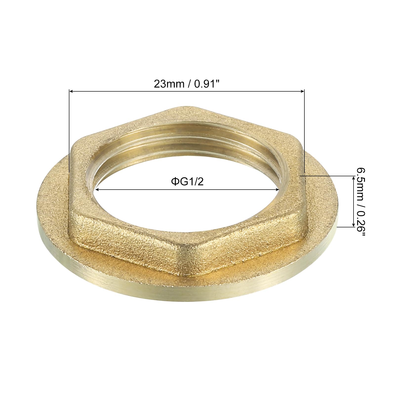 QUARKZMAN Dado Esagonale di Bloccaggio Flangia G1/2 per Raccordo Tubo Femmina Filettato Fissaggio Sottile per Idraulica, Ottone 8Pz
