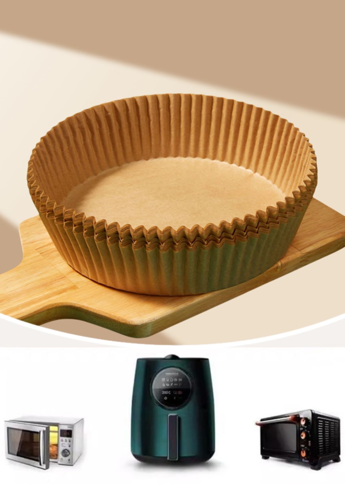 RQzaufania 100 Unidades Papel Freidora Aire, Papel Para Hornear Redondos de 16 cm, Revestimientos Desechable Antiadherente, sin BPA, Adecuados para Freidora Aire de 3.5 a 6 litros.