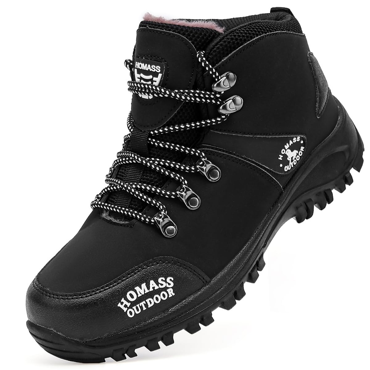 Men's work boots Waterproof Hiking Boots,Winter thermal Leather Ankle snow Boots for Outdoor Climbing, Trekking, Backpacking, and Trekking(Black/Warm?6.5?