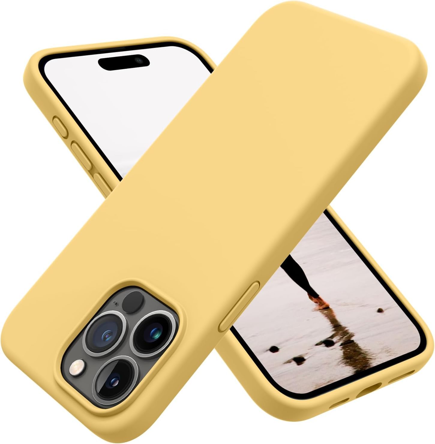 AWH Compatible with iPhone 15 Pro Max Case - Silicone Shockproof Slim Thin Phone Case for iPhone 15 Pro Max (6.7 inch) (Yellow)