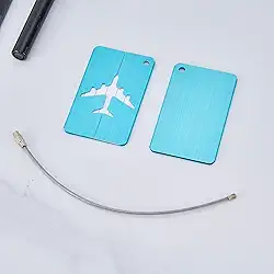 1 etiqueta de bagagem azul para malas - 7,4 x 4,3 cm