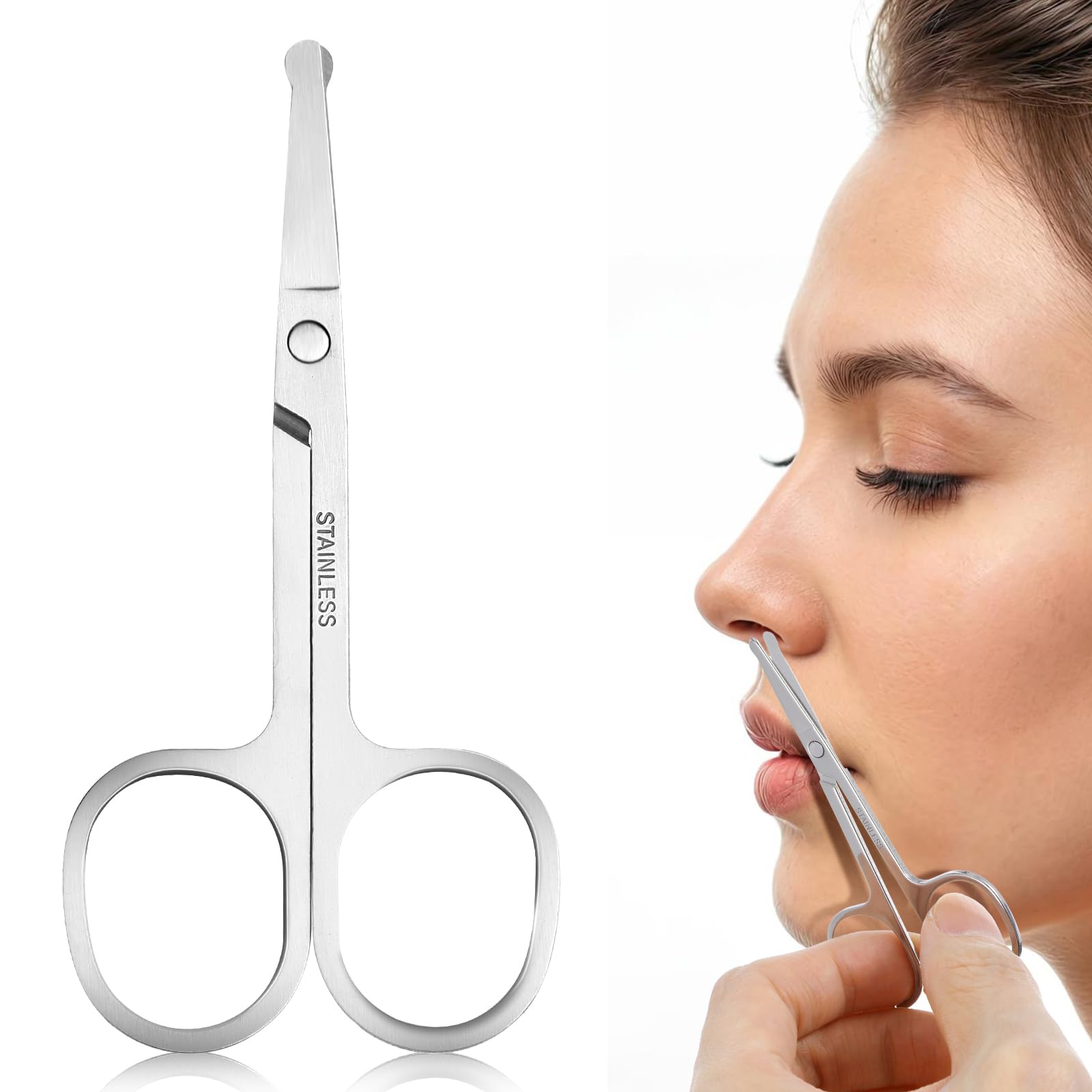 Eupneicu Forbici Per Naso, Baffi E Barba, Punta Arrotondata Acciaio Inossidabile - Foto 7