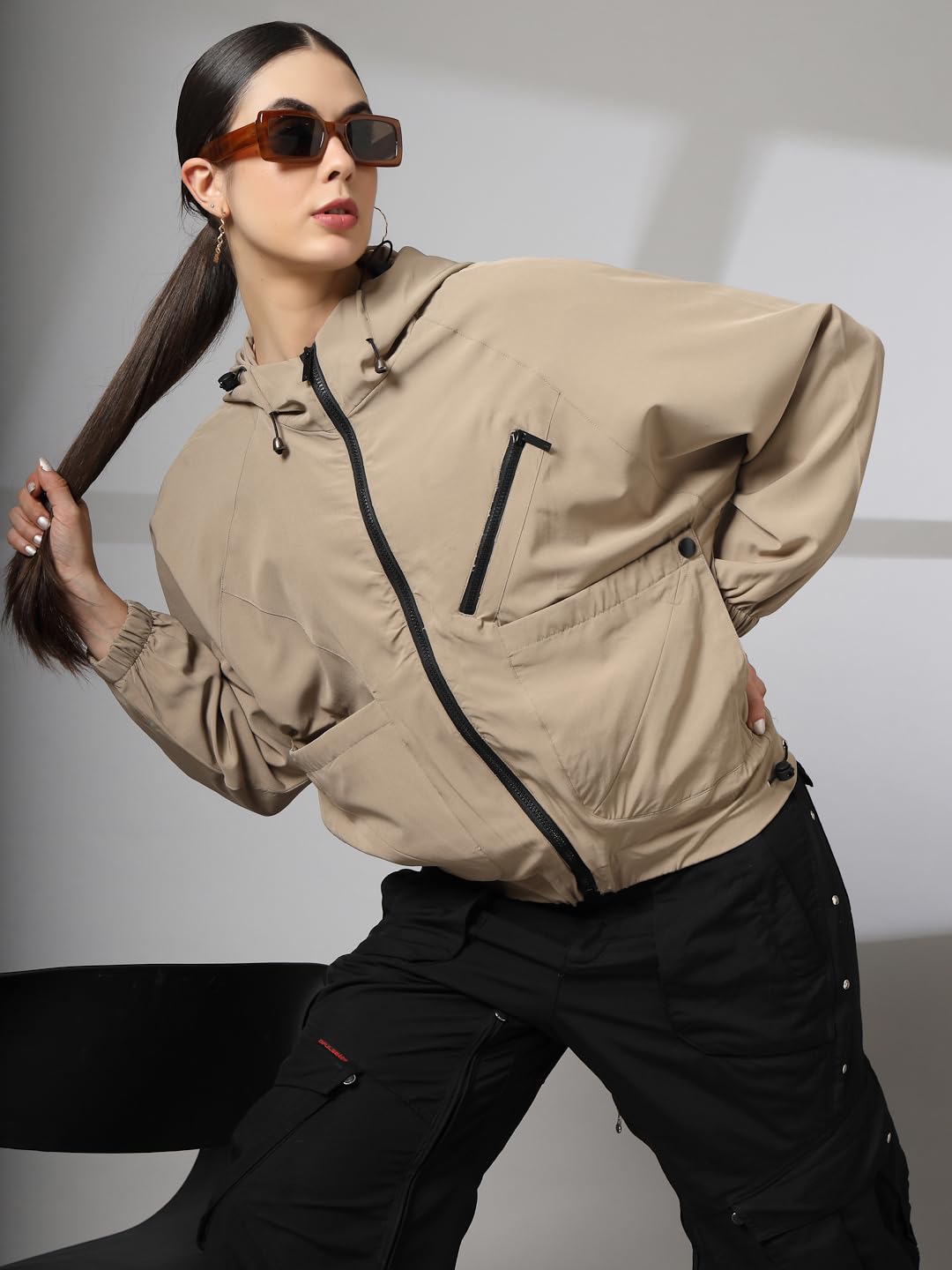 CHKOKKO Sunscreen Jacket for Women Hooded Zipper Sports Jacket | UV Protection | Sun Protective | Lightweight Water Resistant | Riding Biker | Outdoor Travel Gym Running 1