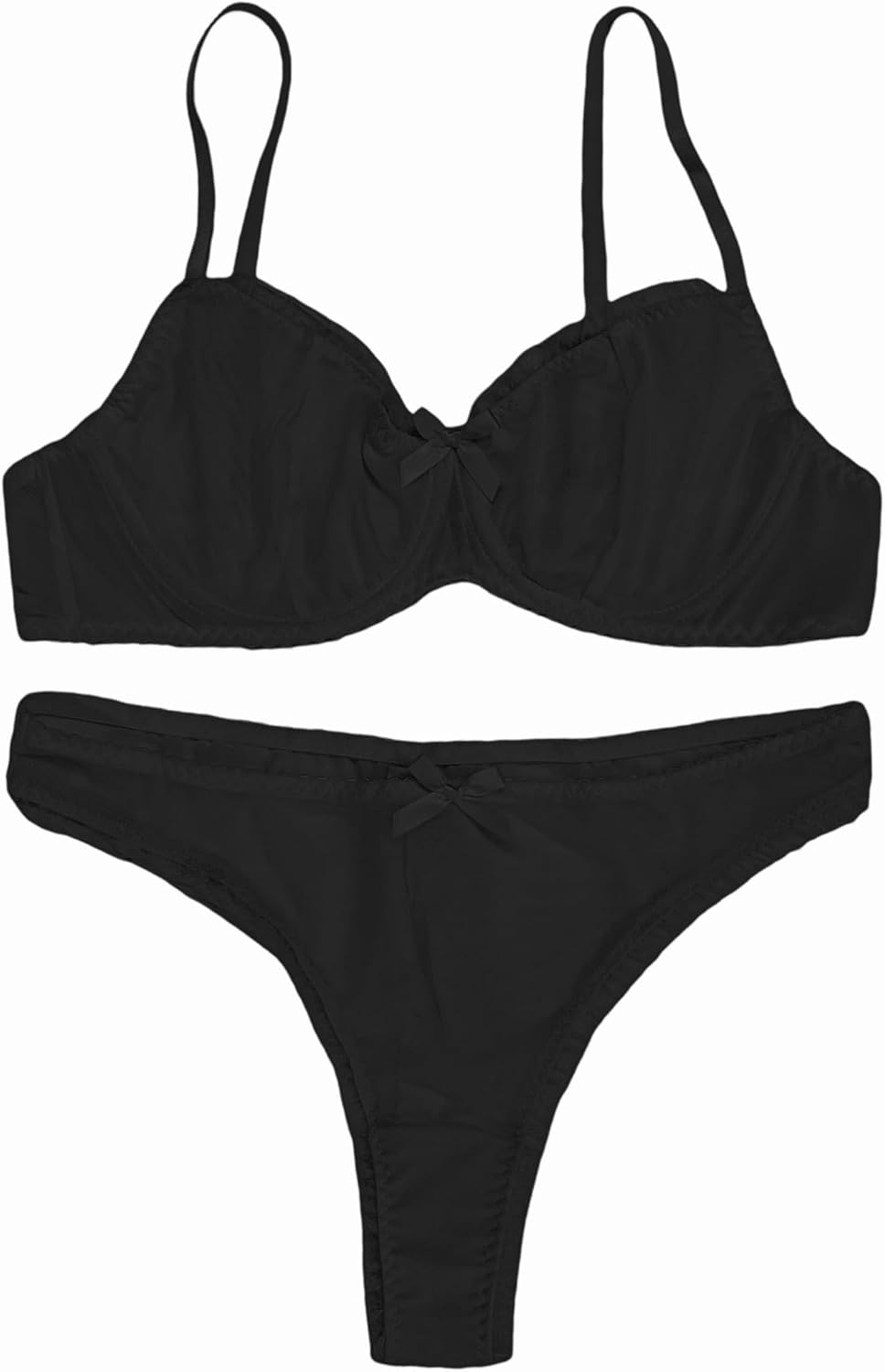 Sexy Mesh Sheer Push Up Lingerie Set for Women Bra and Panty 2 Piece