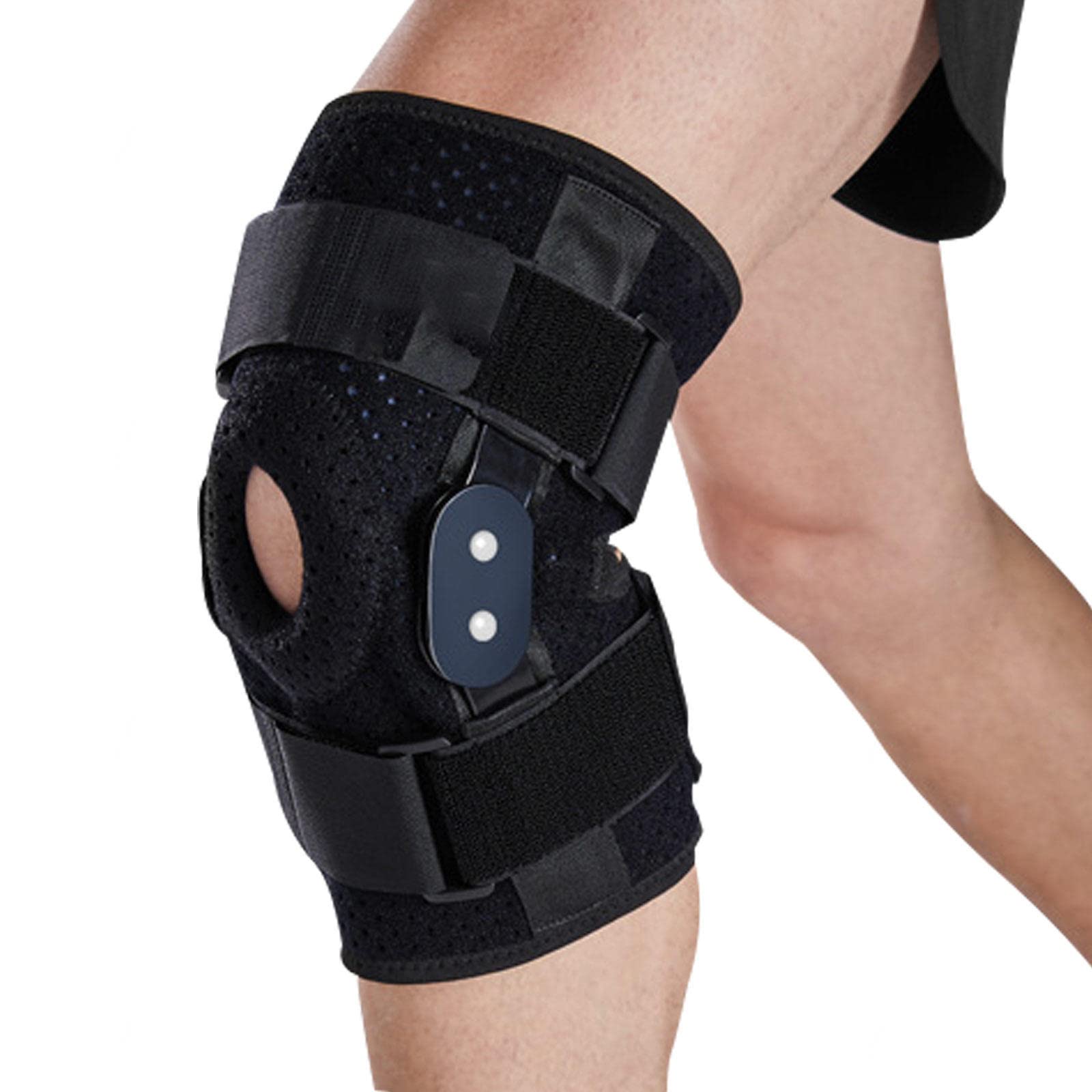 Rodillera, Soporte de Rodilla con estabilizadores Laterales y Almohadilla de Gel, Soporte de Rodilla Grande Ajustable de Neopreno para Artritis, Alivio del Dolor Articular, ACL,