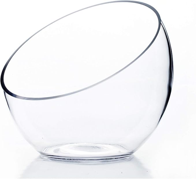 WGV Clear Slant Cut Bowl Glass Vase/Glass Terrarium, 6Inch x 2.7Inch