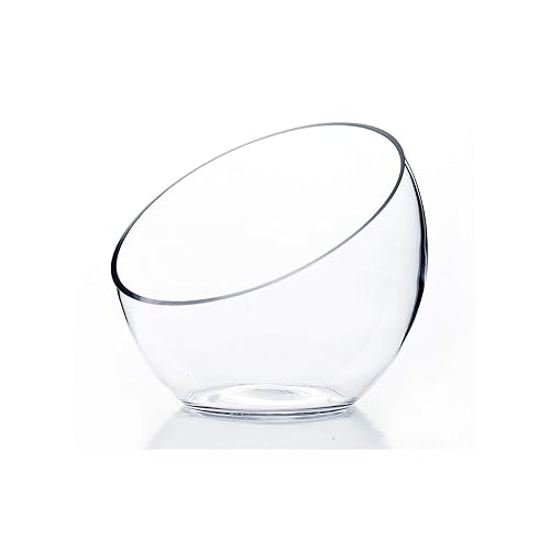 WGVI Clear Slant Cut Bowl Glass Vase, Glass Terrarium, Candy