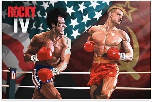 Póster de película Rocky Iv, póster de arte en lienzo y arte de pared, póster moderno para decoración de dormitorio familiar, 24 x 36 pulgadas (23.6