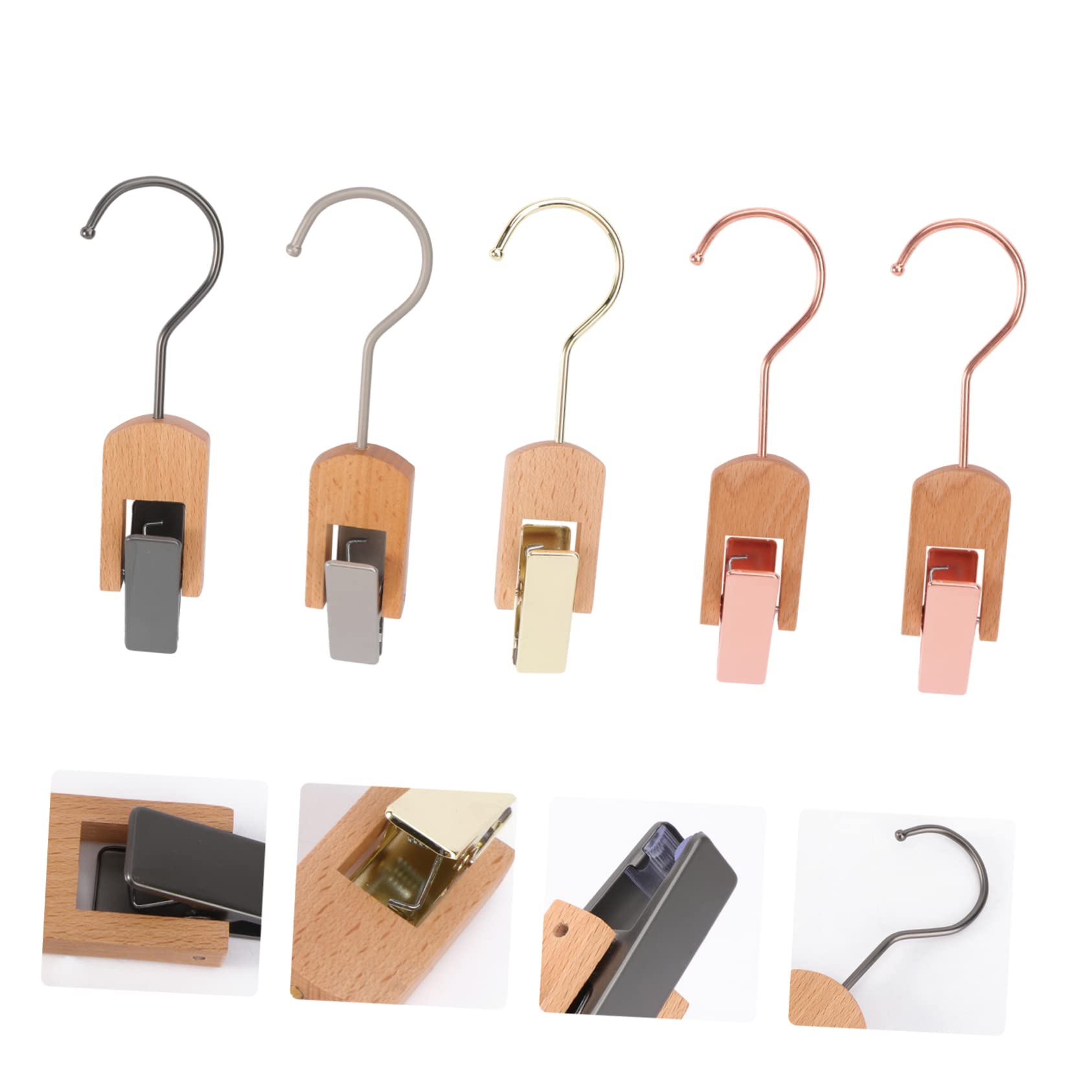 Angoily Mollette da Bucato Sicure i Tessuti in Legno e Acciaio Inossidabile Set 5 Pezzi per Asciugatura Colore Casuale Clip Multiuso per Calzini e Fazzoletti