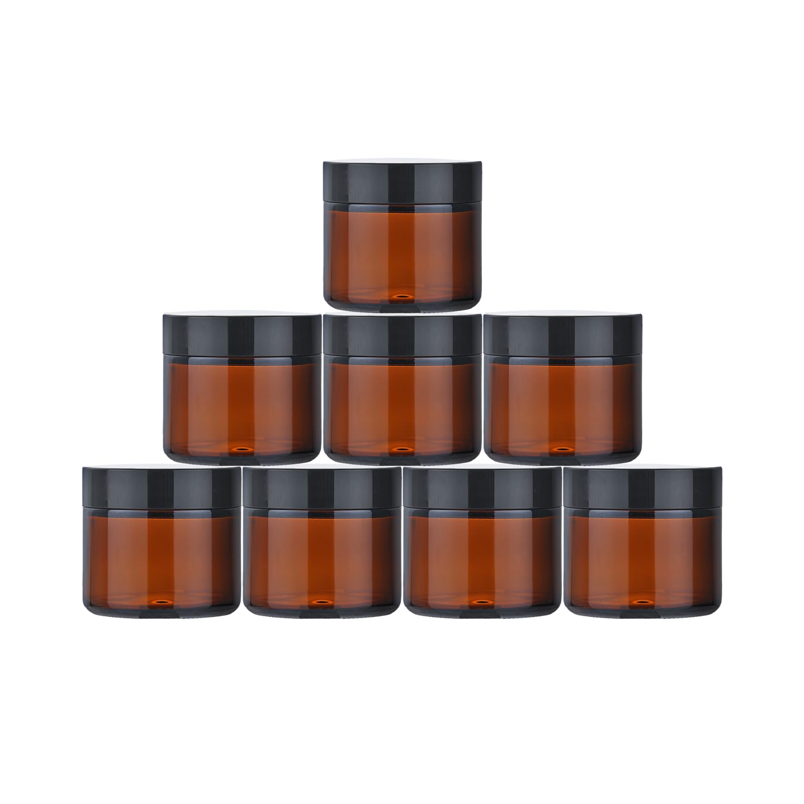 8Pcs 60ml Amber Glass Jars, Empty Cosmetic Jars with Lids, Empty Glass Pots Face Cream Lotion Storage Jar for Make Up Sample