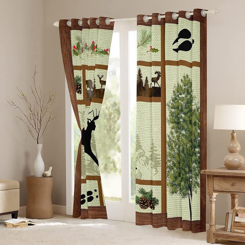 Tenda per finestra con foglie e fiori da fattoria 106,7 x 160 cm, rami di albero naturale, tende per finestra per soggiorno, camera da letto, sfondo