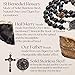 St Benedict Black Rosary Beads Catholic – Rugged Onyx Rosary – Handcrafted Stone Antique Rosary with Stainless Steel St Benedict Crucifix and Medal - Rosarios Catolicos para Hombre
