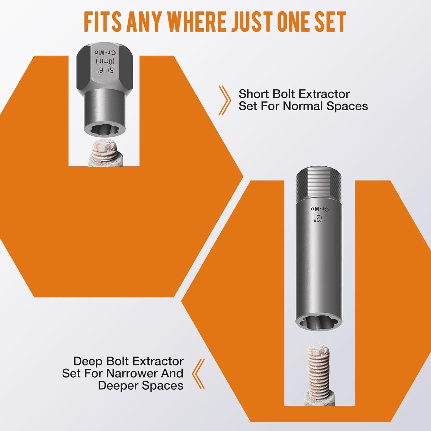 XEWEA 12-Piece Deep and Shallow Bolt Extractor Socket Set and 26PCS Screw & Bolt Extractor with Left Drill Bit Set【with Hex Adapter】, Impact Easy Out Tools Stripped Screw Remover EZ Out Socket Tool