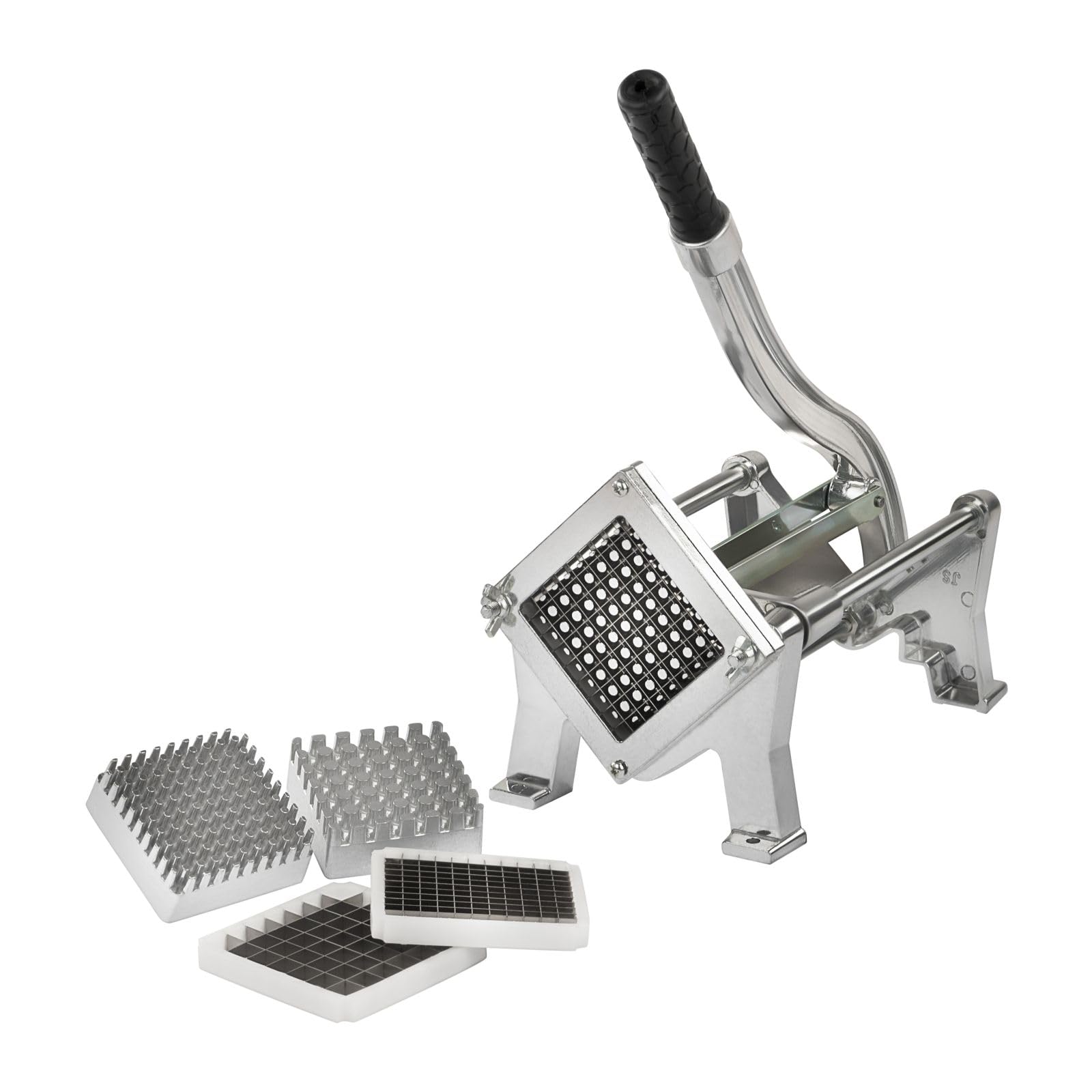 Cortador de Patatas y Verduras Manual Profesional para Hostelería, Montaje en Mesa o Pared, Cortapatatas con 4 Cuchillas Intercambiable, Aluminio Fundido – Uso Intensivo