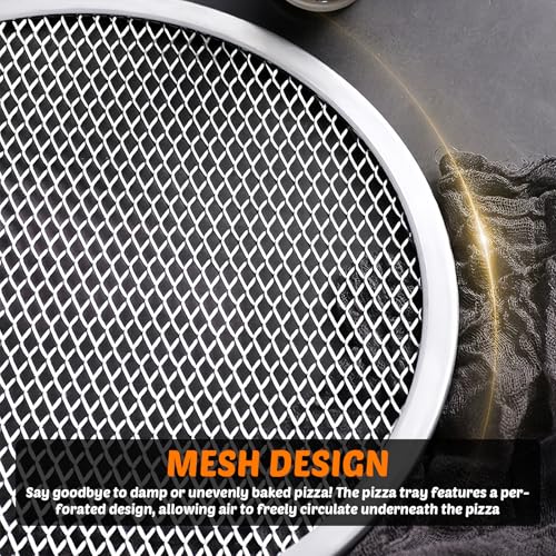 Vegena Pizza Tray Mesh Pizza Screen, 4PCS 12In Pizza Trays for Oven Non Stick, Pizza Pan Round Pizza Oven Trays, Aluminum Pizza Screen, Pizza Mesh Baking Trays Net for Oven Home Restaurant - Image 4