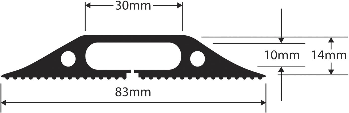 D-Line FC83B Medium Duty Linkable Floor Cable Cover/Cable Protector | Protect Cables & Prevent a Trip Hazard | 6 Foot (L) - Cable Cavity 1 3/16” W x 3/8” H | Black
