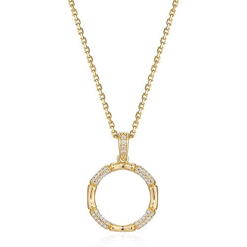 Valloey Rover Dainty Gold Necklace for Women-14K Gold Plated Simple Pendant Circle Necklace Charm Statement Long Necklaces for Women Jewelry Gifts