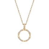 Dainty Gold Necklace for Women-14K Gold Plated Simple Pendant Circle Necklace Charm Statement Long Necklaces for Women Jewelry Gifts