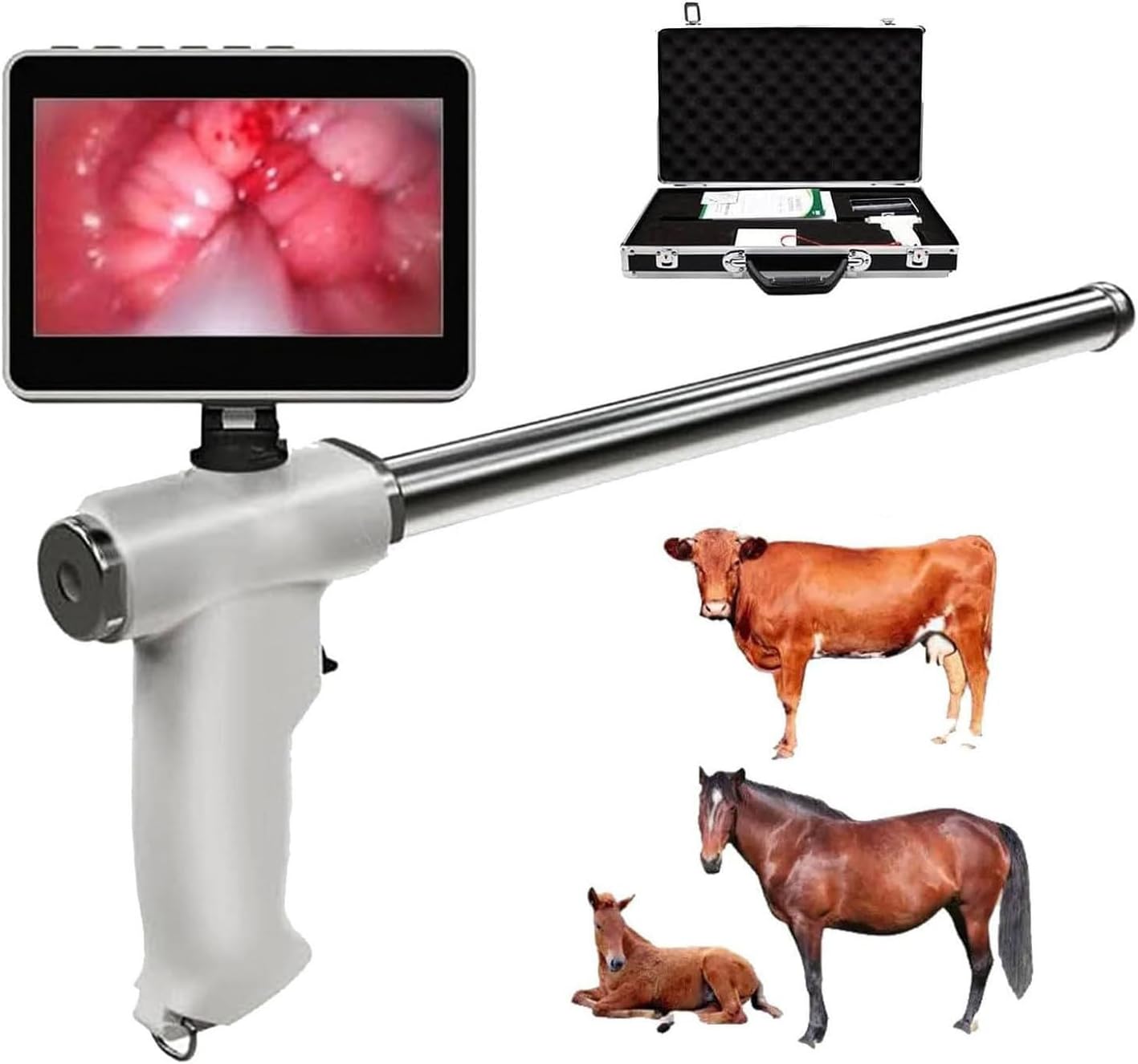 Portable Insemination Kit with Heating & Vibration Massage, 4.3 Inch HD Screen for Livestock Breeding, Includes Convenient Storage Box