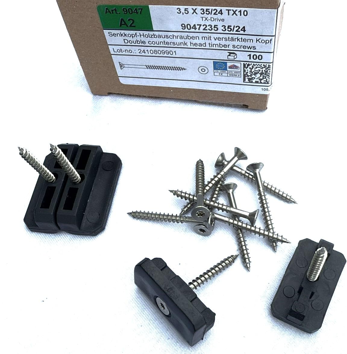 200 Stk. WPC Clips 5 mm Inkl. Schrauben + 40 Start - Endclips + 1 BIT, Befestigung Klammern Terrassendielen Montageclip Terrassenclips