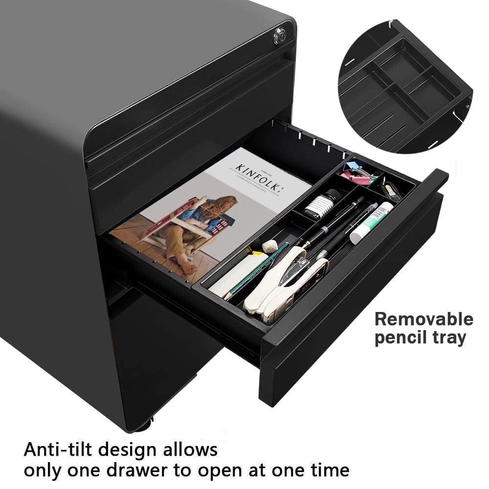Dripex Fully Assembled 3Drawer Mobile File for A4 File