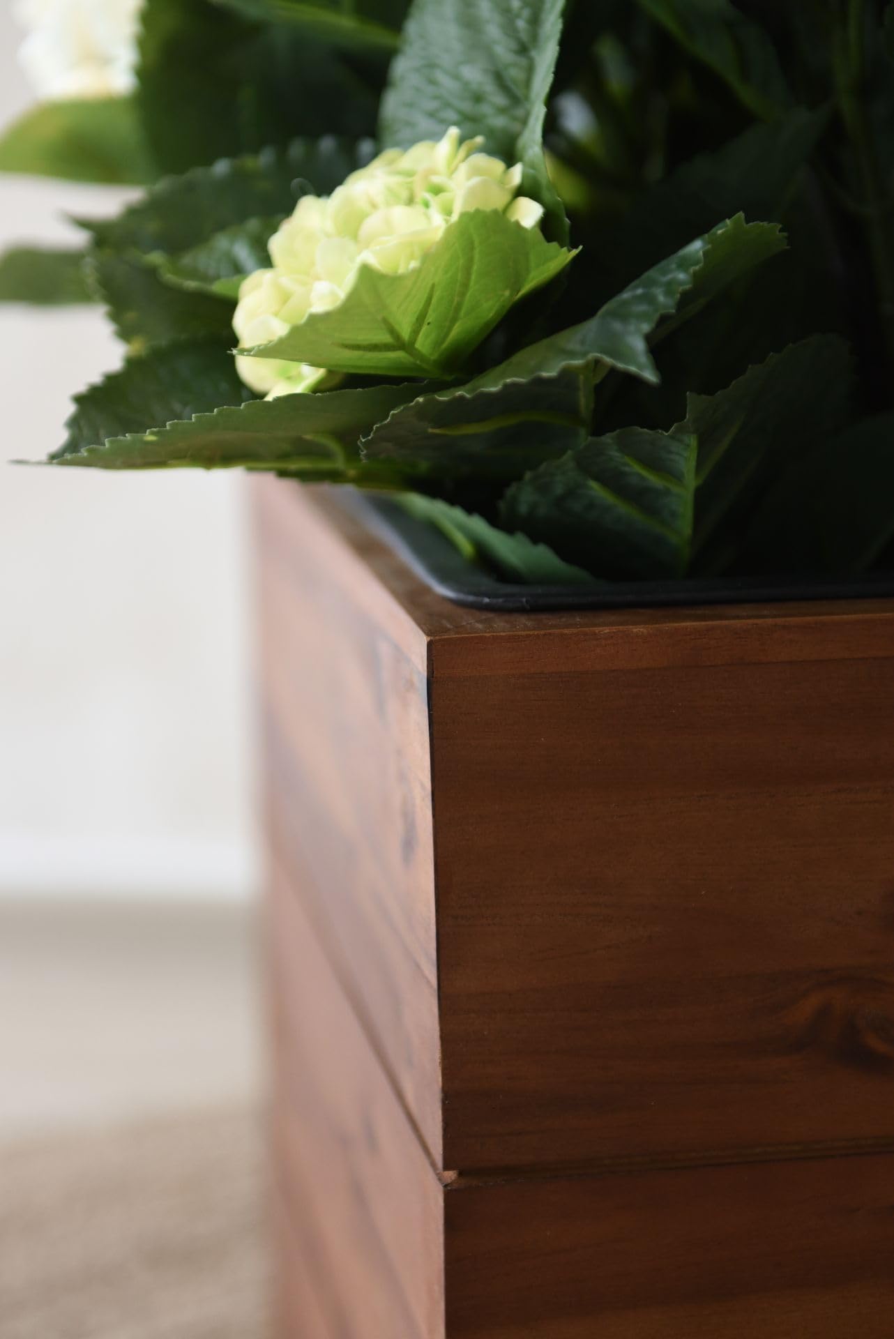 VIVANNO Pflanzkübel Blumenkübel Würfel Holz Block Braun mit Einsatz - 44x44x41