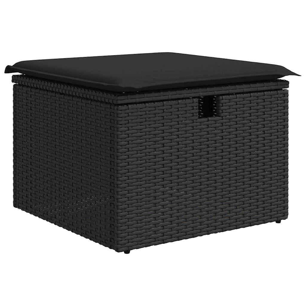Ensemble de canapés de Jardin modulable en polyrotin Noir 6 pièces, Salon extérieur avec Coussins à Fermeture éclair, Cadre Acier revêtu, rangements intégrés pour terrasse et Balcon