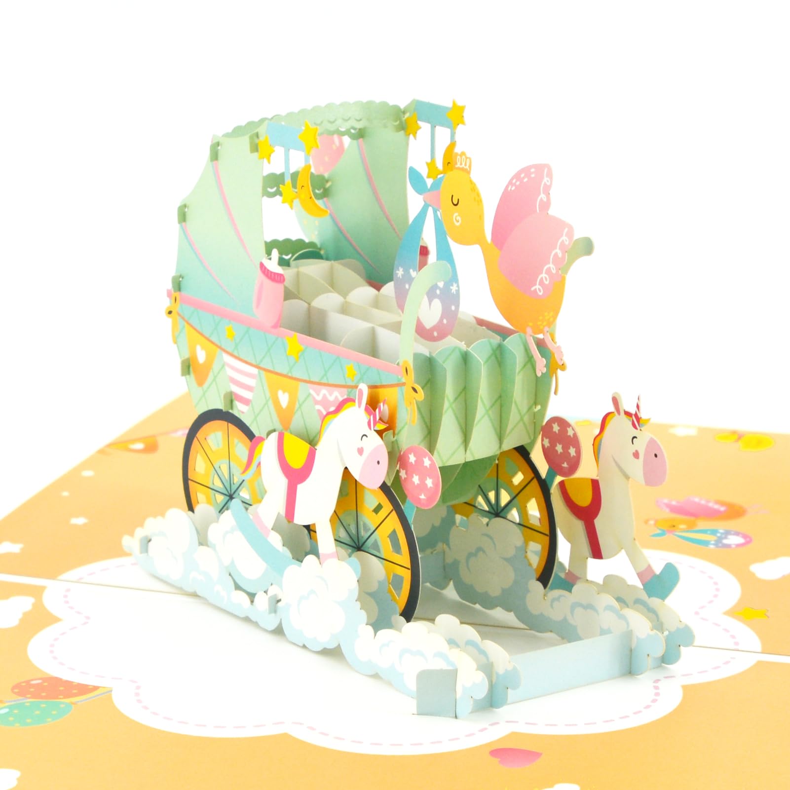 Fassory 3D Pop-up Baby Shower Card Neutral, Unisex Baby Shower Card for Boys Girls (Neutral Baby Shower) - Image 2