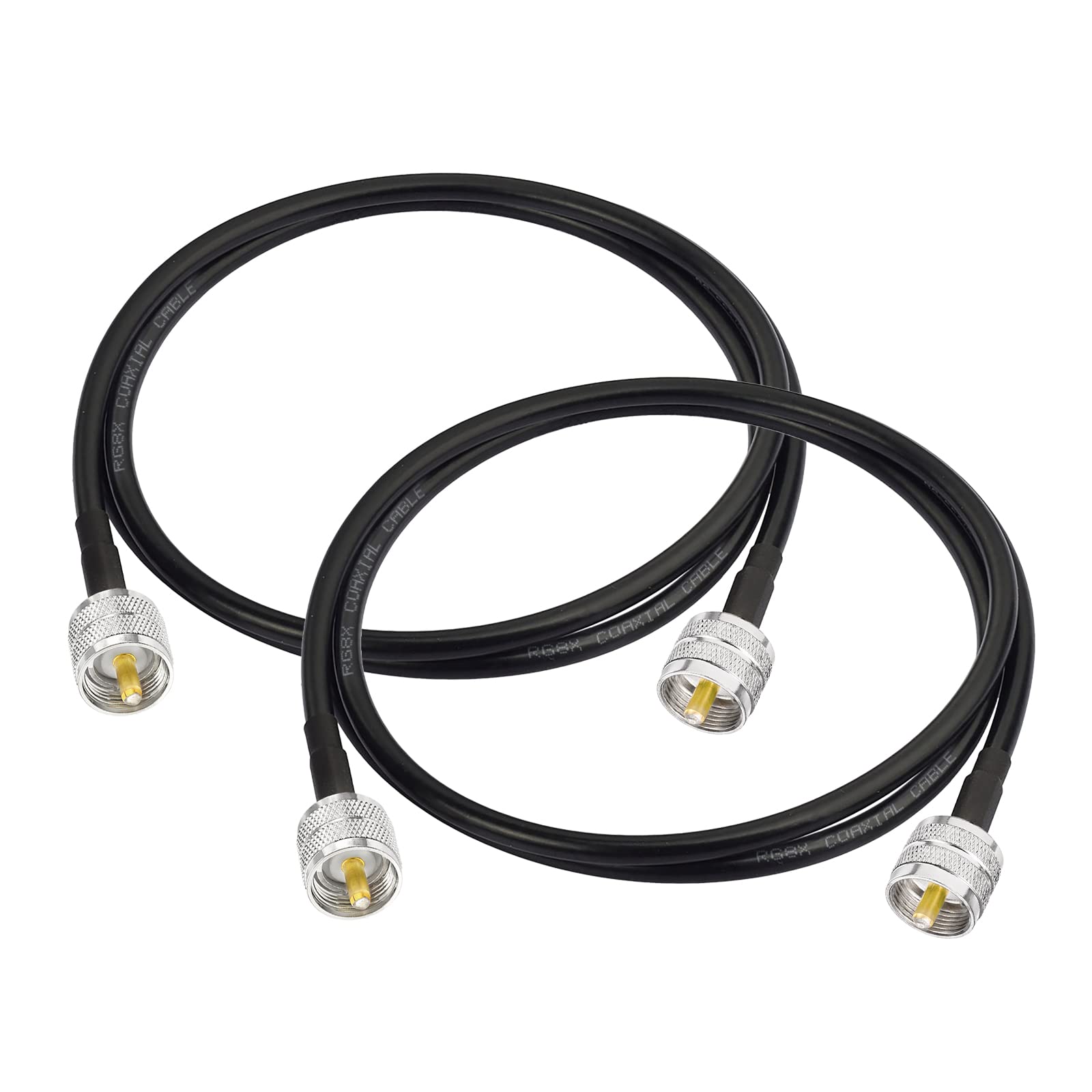 Superbat PL259 Coaxial Cable 1m,PL259 to PL259 RG8X Extension Jumper 2-Pack for UHF and VHF CB Antenna Cable Extension Duplexer Tuner Dummy Load Ham Radio SWR Meter etc