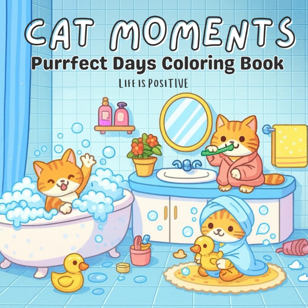 Cat Moments: Meow Life Coloring Book (Cat coloring book for adults, teens, and beginners)