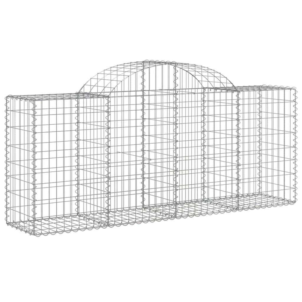 Gavión de hierro galvanizado con arco alto, 200 x 50 x 80/100 cm como pared de gaviones, protección visual para diseño decorativo y para rellenar con piedras