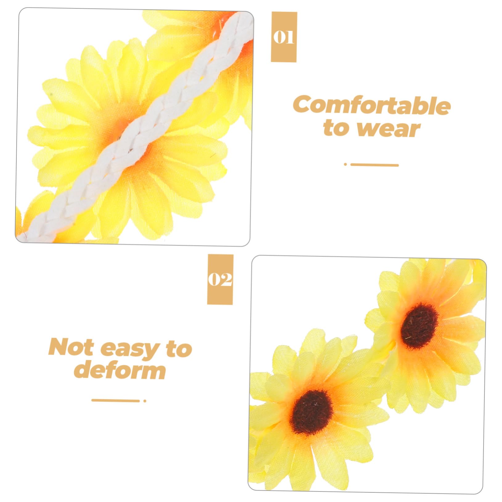 Housoutil 20 Piezas Girasol Cuerda Para El Cabello Guirnalda De Flores Tiara Lazos Para El Cabello Banda Para La Cabeza Bandas Para El Cabello Trajes De Niña Decoración Del Cabello Diadema