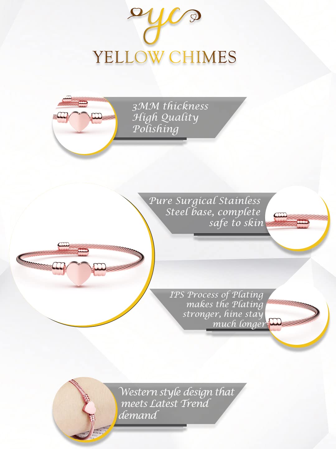 Stainless Steel Heart Shaped Kada Bracelet