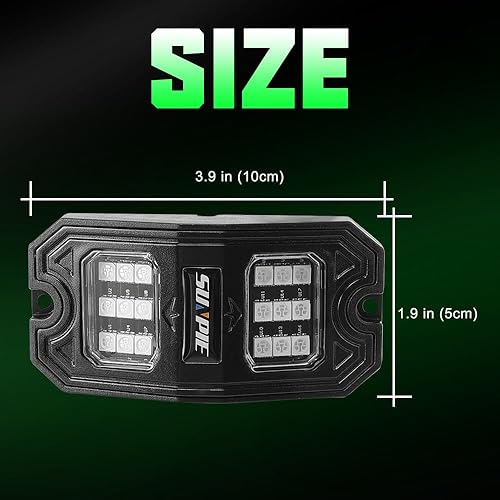Miniatura 4 de SUNPIE Gran angular 8 cápsulas de luces LED verdes para todoterreno, camión, automóvil, ATV, UTV, SUV, motocicleta, debajo del cuerpo, lámpara de