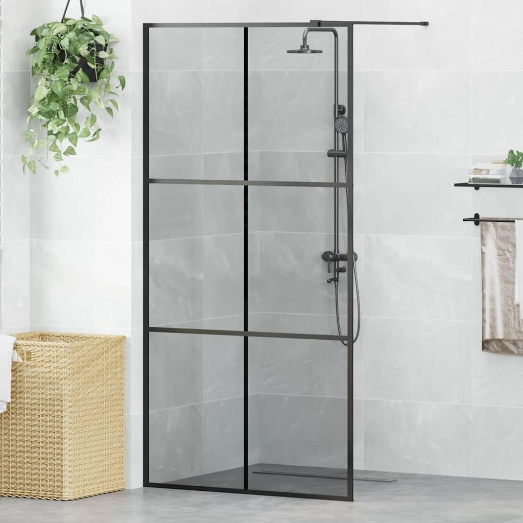 vidaXL Walk-in - Mampara de ducha (cristal templado, 100 x 195 cm), color negro