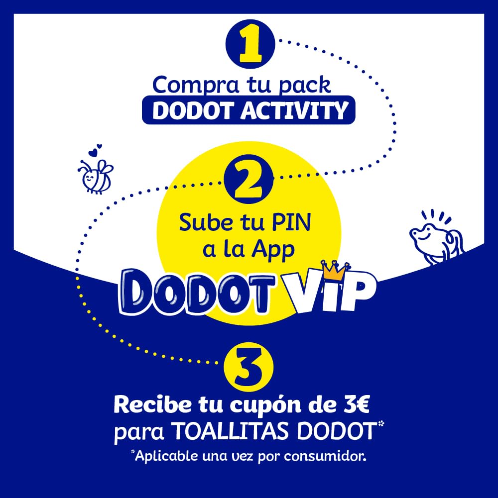 Dodot Pañales Bebé Activity, Talla 6 (13-18 kg), 116 Pañales, Hasta 12h de Protección Antifugas y Ajuste, Pack Mensual - 3