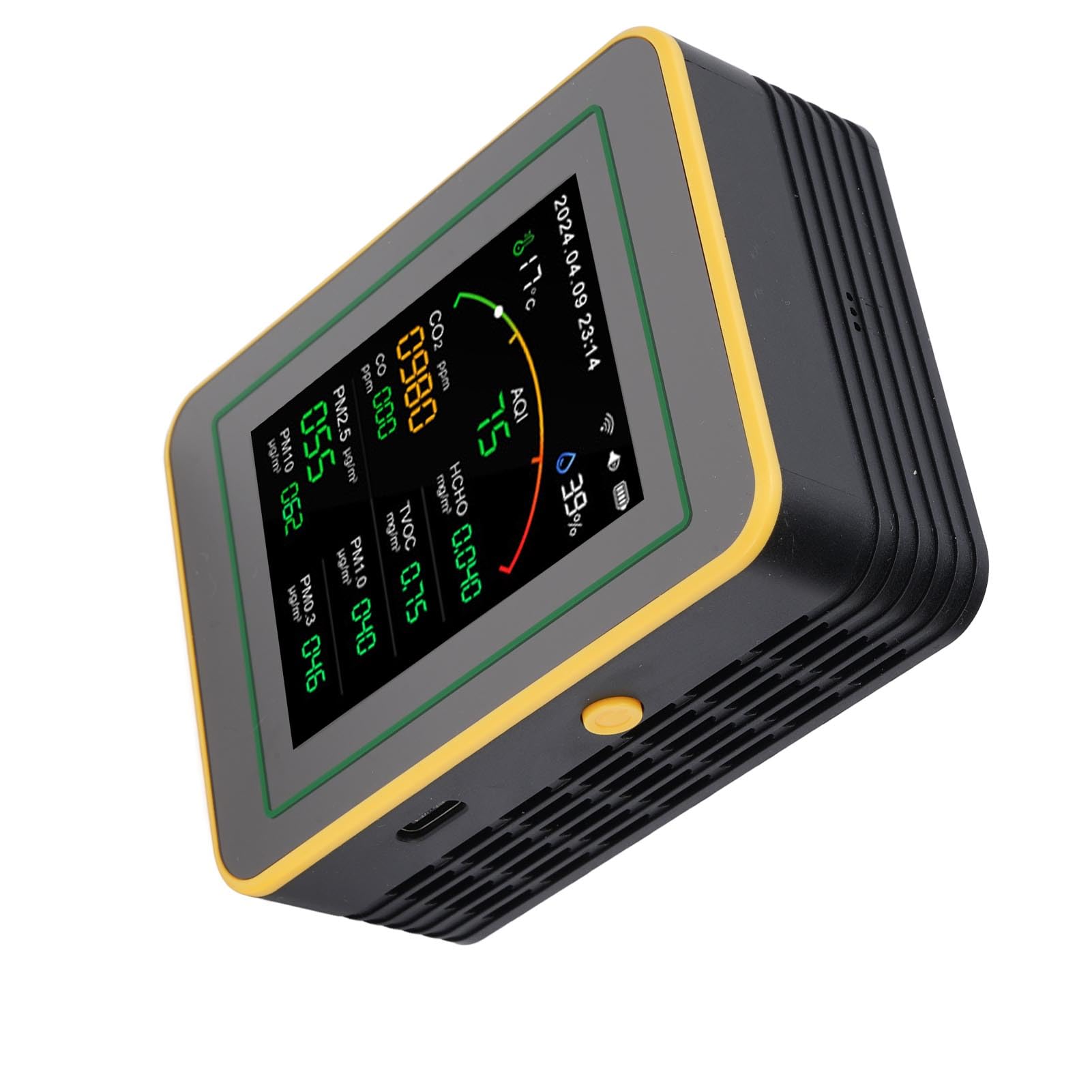 Topiky Rilevatore di qualità dell'aria, Tester HCHO TVOC CO2 PM2.5 PM10, Monitor della qualità dell'aria WiFi per Ufficio Domestico, Misuratore di 'aria Interna con Controllo APP 15 in 1 con
