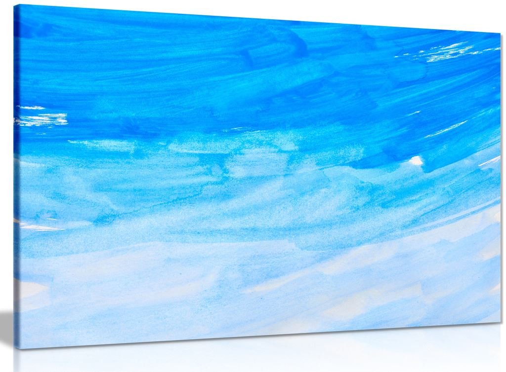Panther Print Blue Abstract Modern Contemporary Canvas Wall Art Picture Print (36X24in)