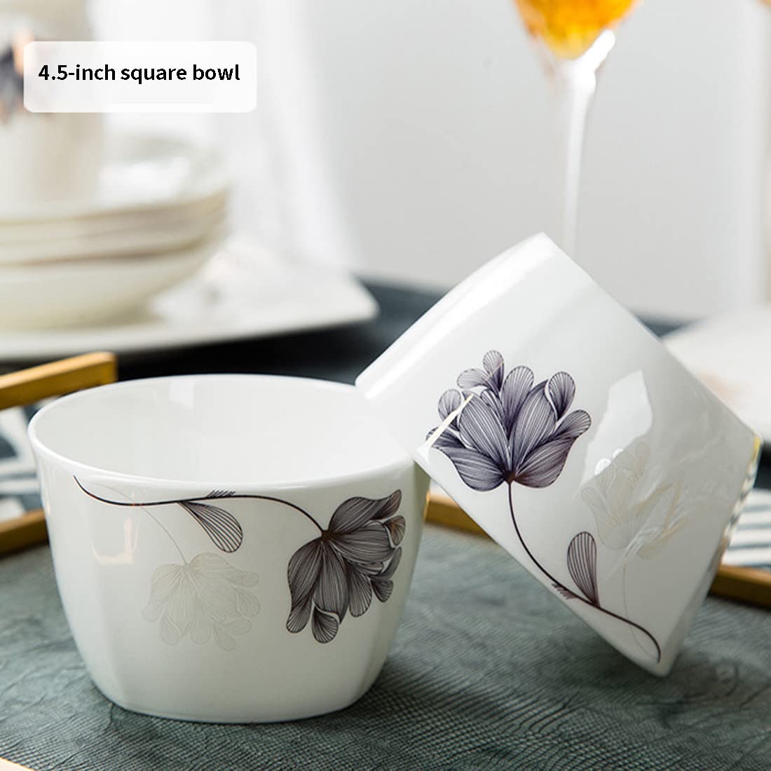 Zastawa stołowa Zestaw zastawy stołowej z porcelany kostnej Jingdezhen 60-częściowy zestaw porcelanowej zastawy stołowej Zastawa stołowa Gospodarstwo domowe,